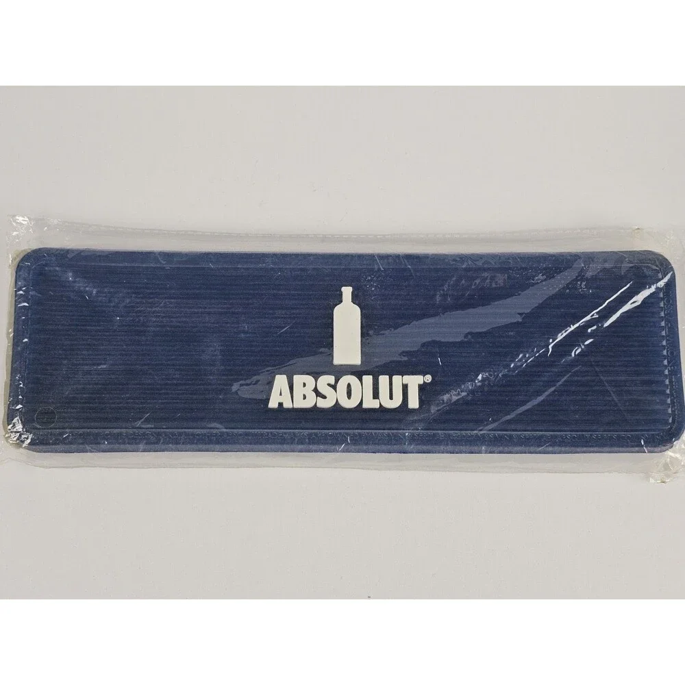 ABSOLUT VODKA Blue & White Rubber Spill Bar Rail Mat 10-1/2 Inches Long New